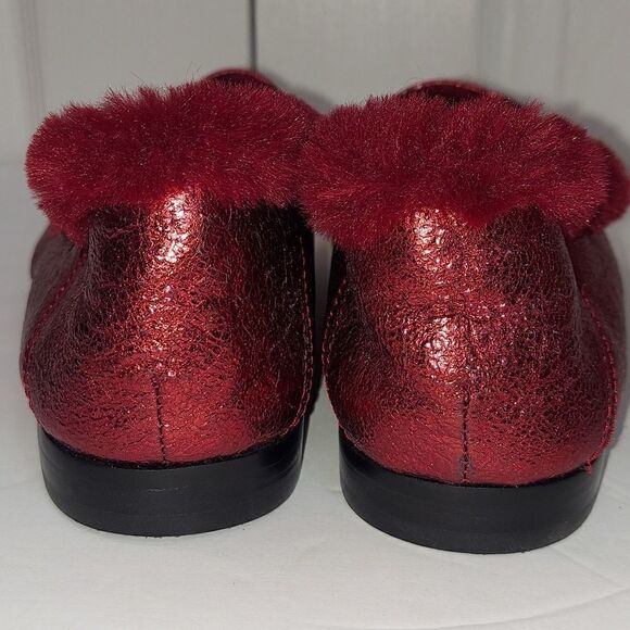 Sam Edelman Loraine Leather Faux Fur Burgundy Loafers - Picture 7 of 14